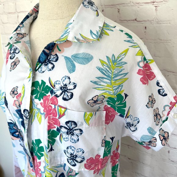 80's American Sweetheart Floral Print Short Sleeve Blouse - Crop Top - Medium - Picture 4 of 9